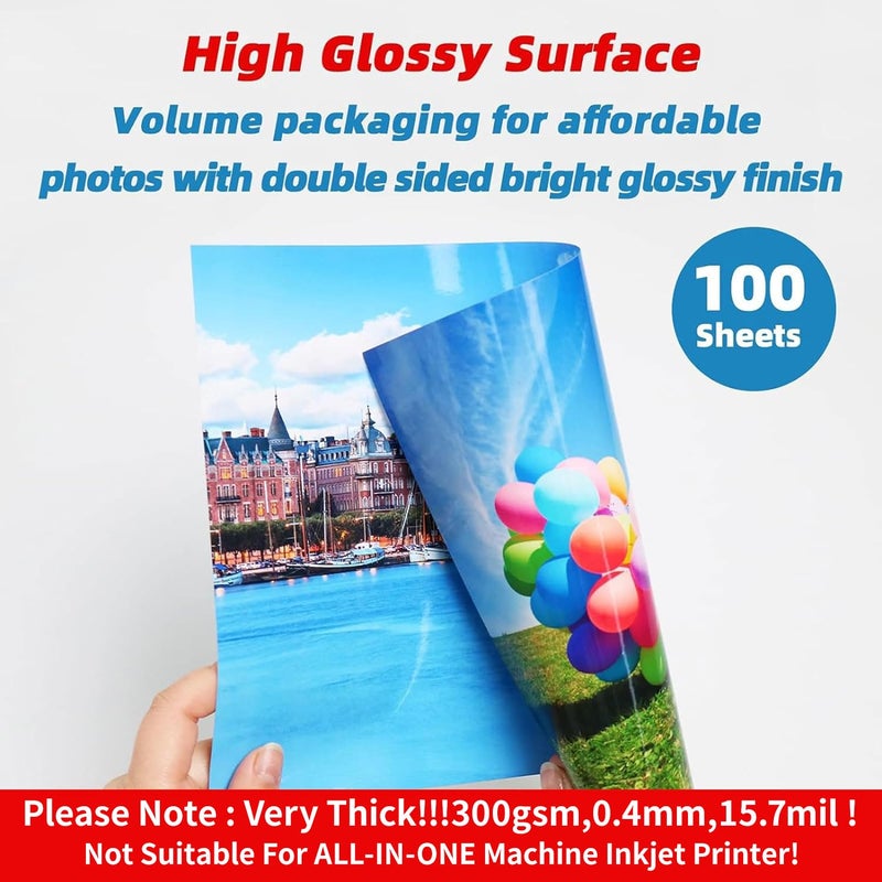 Uinkit 100 Sheets 8.5x11 Letter Size Thick Heavyweight Photo Paper Double Sided Glossy Cardstock 80LB 300Gsm 15.7Mil Brochure, Only for professional Inkjet Printer and Dye Ink (100) - Image 5